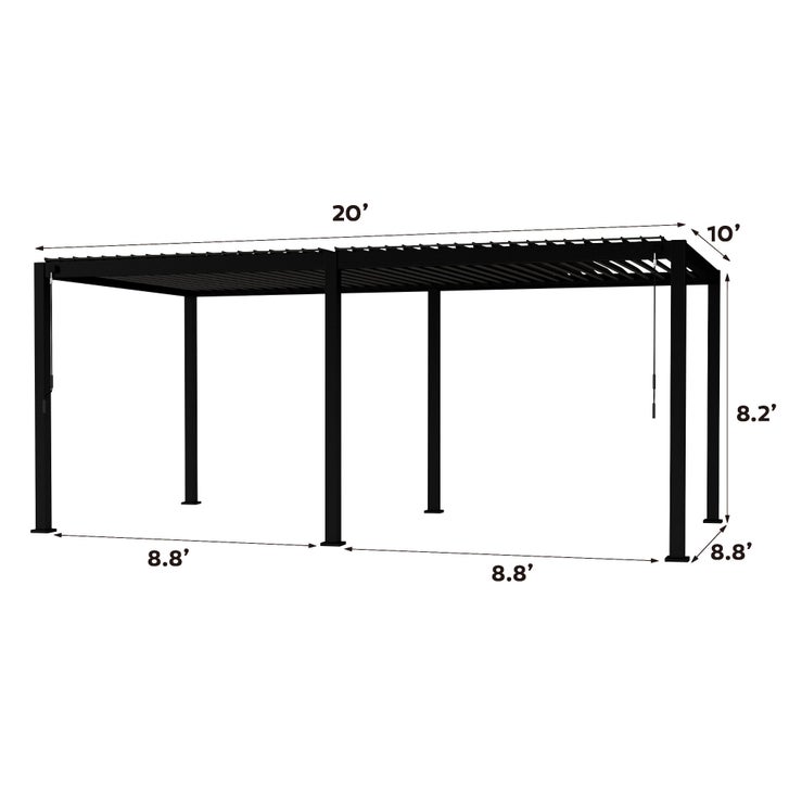 あみたろう Mirador 10 ft. x 20 ft. Adjustable Louvered Aluminum Pergola | Costco