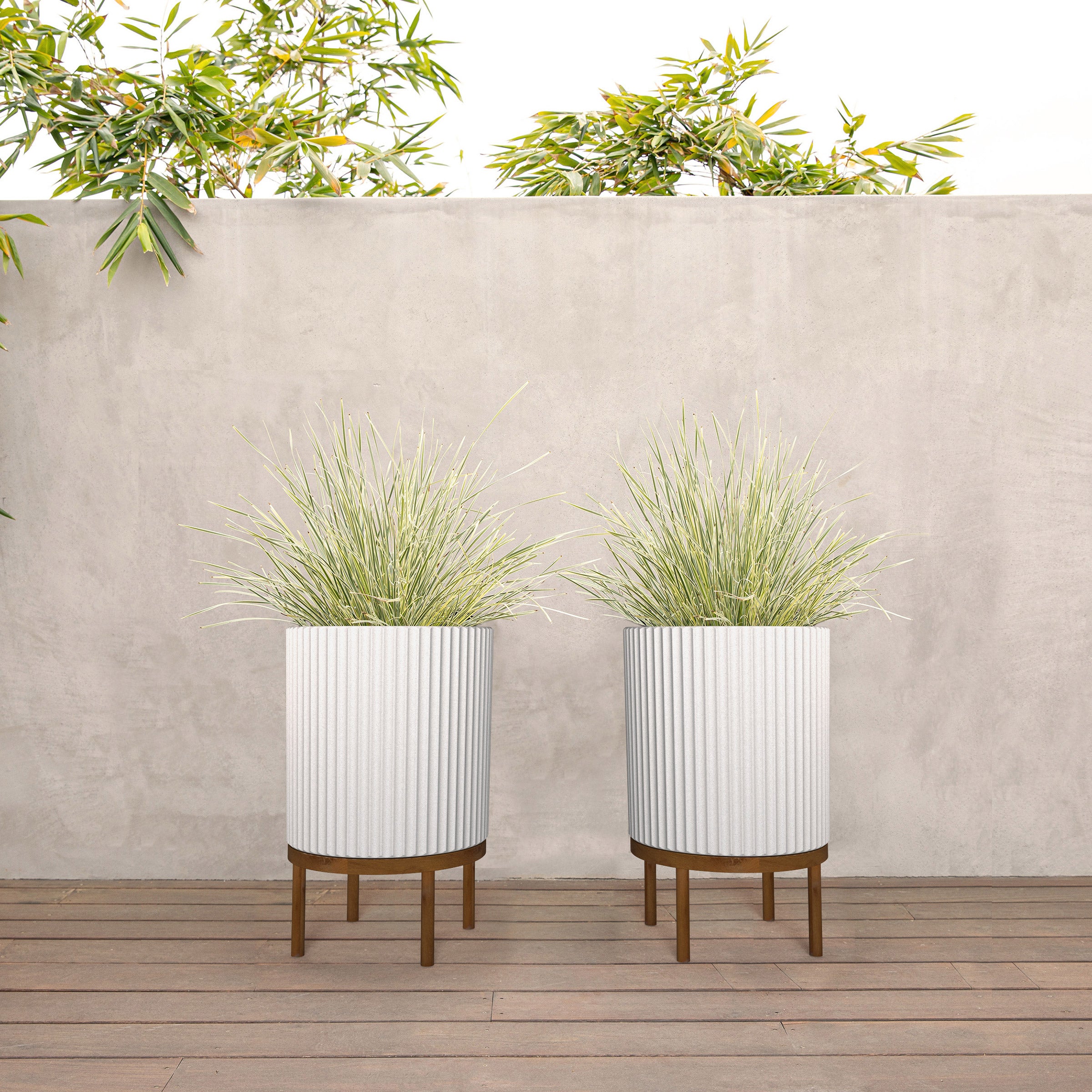 21.5” Capri Planter with Wood Stand by Veradek, 2-pack | Costco