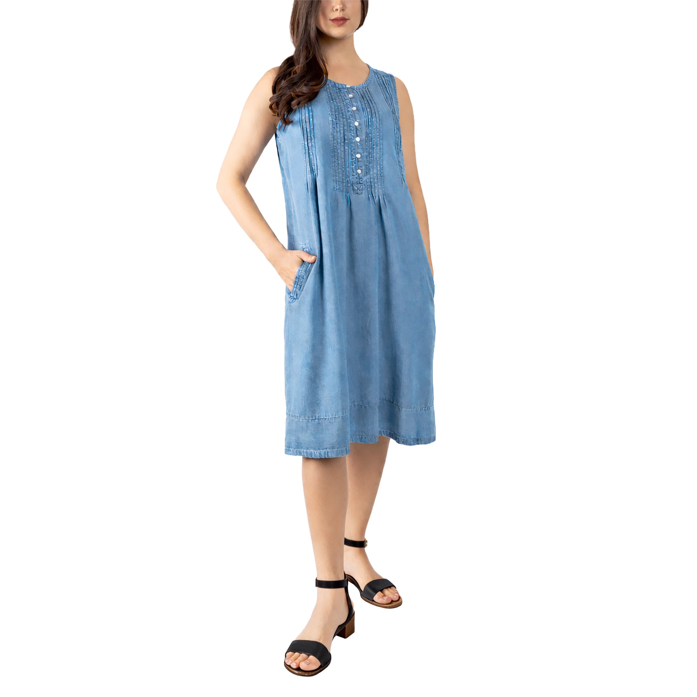 coldwater creek dresses Destinations Seamed Dress - Freshwater Blue - PL spring print dress in our best Garden Charm Mesh Dress -