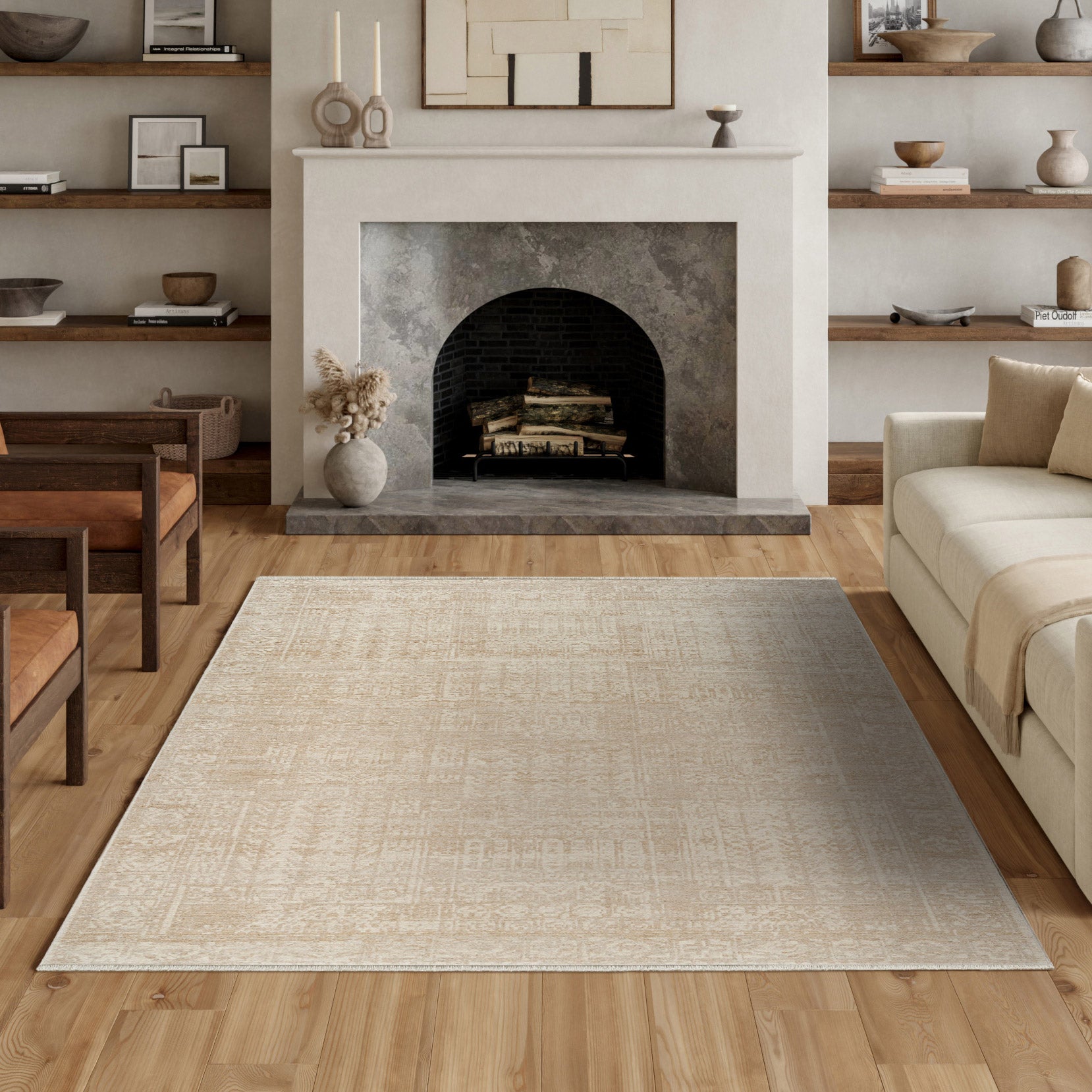 Nourison Pure Home Area Rug, Linen, 7’10” x 9’10”