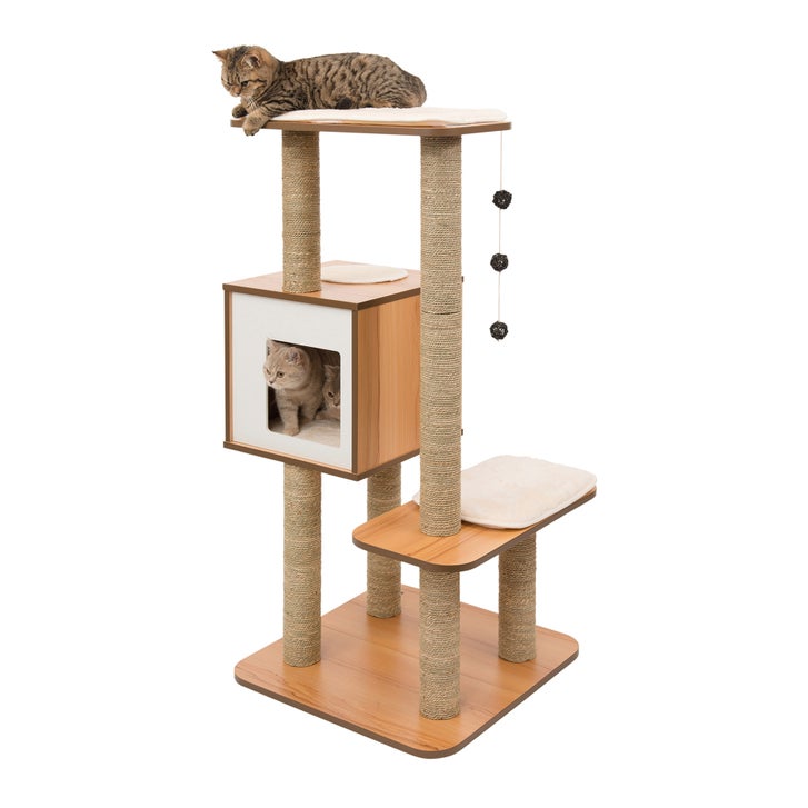 高級 キャットツリー  vesper Vesper High Base Cat Tree - Walnut | Costco