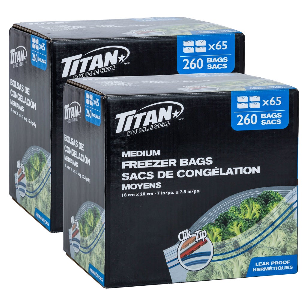 TITAN Medium Food Storage Freezer Bags, 520-count | Costco