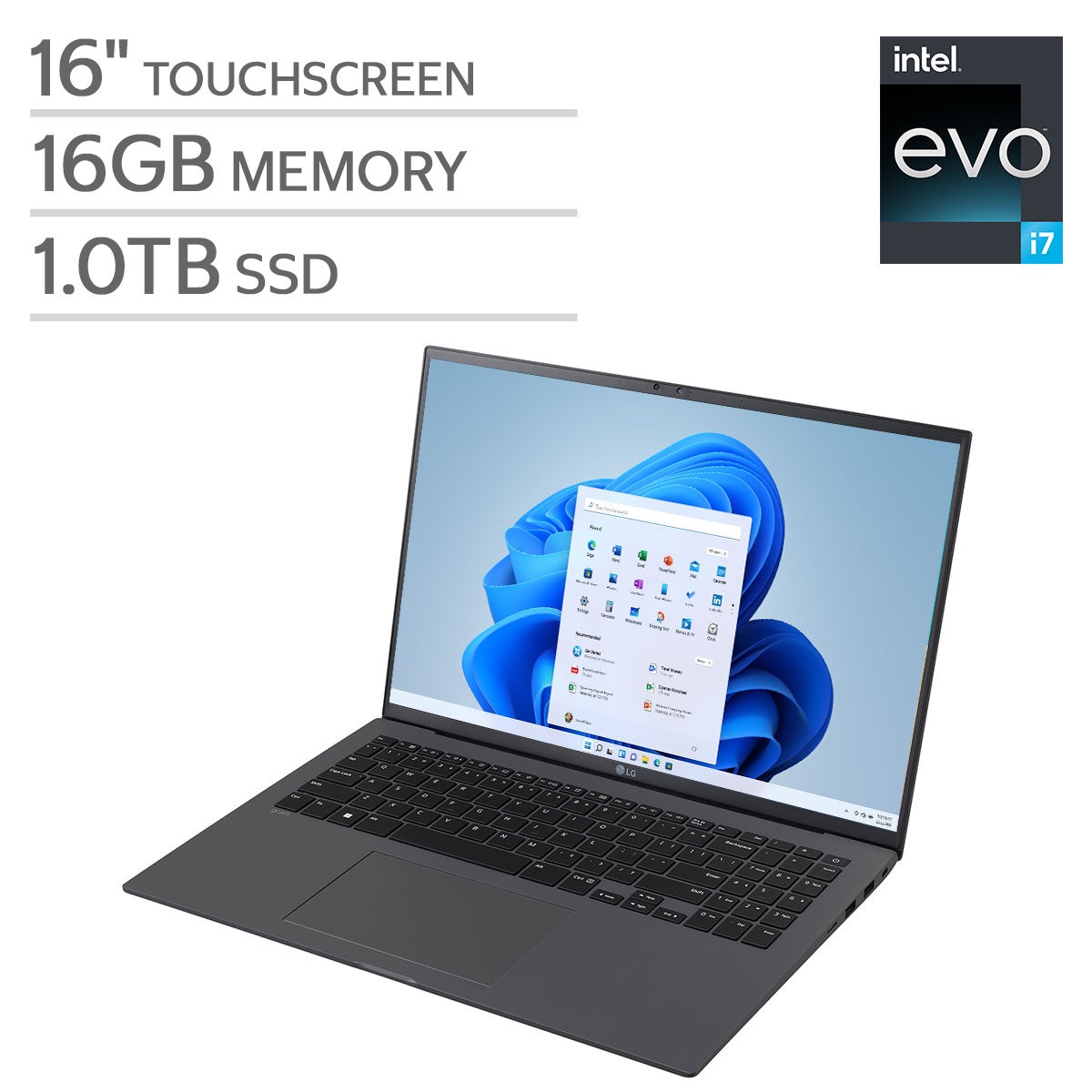 LG Electronics LG Gram View 16MR70 16 inch laptopscherm - IPS-paneel QHD resolutie (2560 x 1600) formaat 16:10, 60Hz, DCI-P3 99%, USB-C (45W) DP Alt Mode, beschermhoes/standaard inbegrepen, 670 g