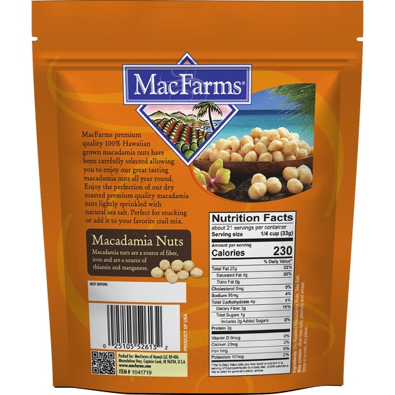 MacFarms Fresh From Hawaii Dry Roasted Macadamia Nuts with Sea Salt, 1. ...