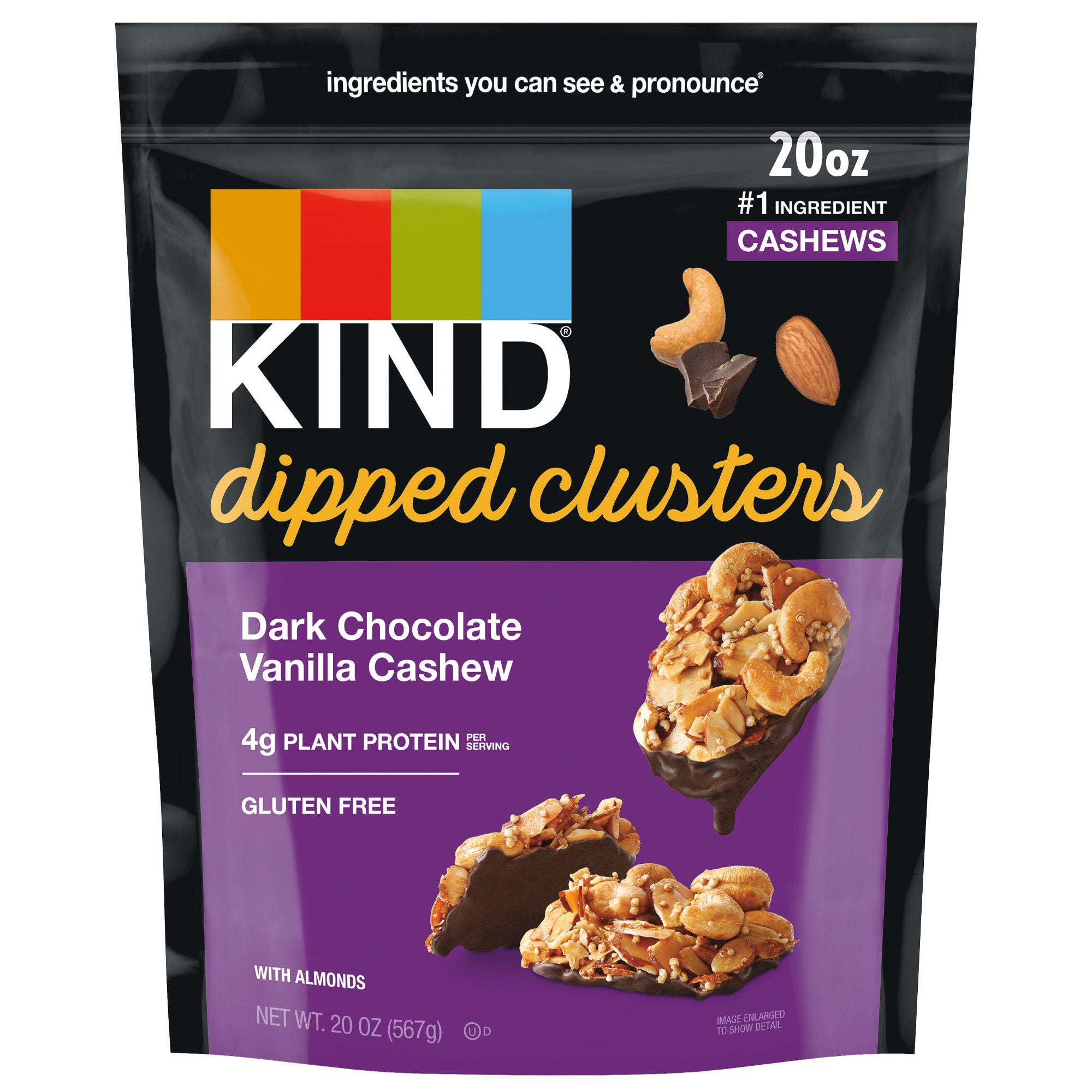 KIND DARK CHOCOLATE VANILLA CASHEW CLUSTER 20 OUNCES