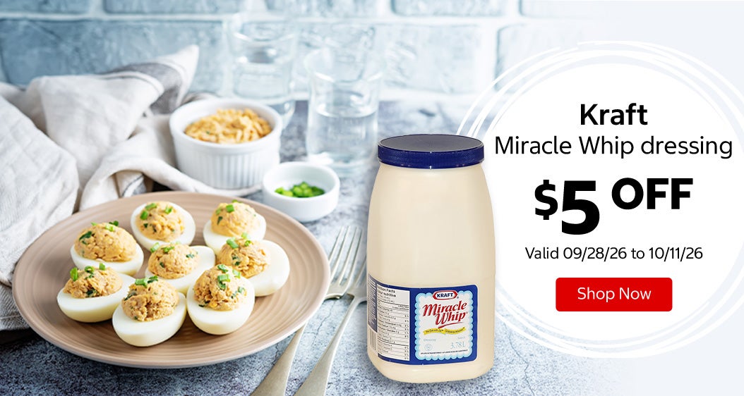 Kraft Miracle Whip dressing $5 OFF Valid 09/28/26 to 10/11/26 Shop Now 