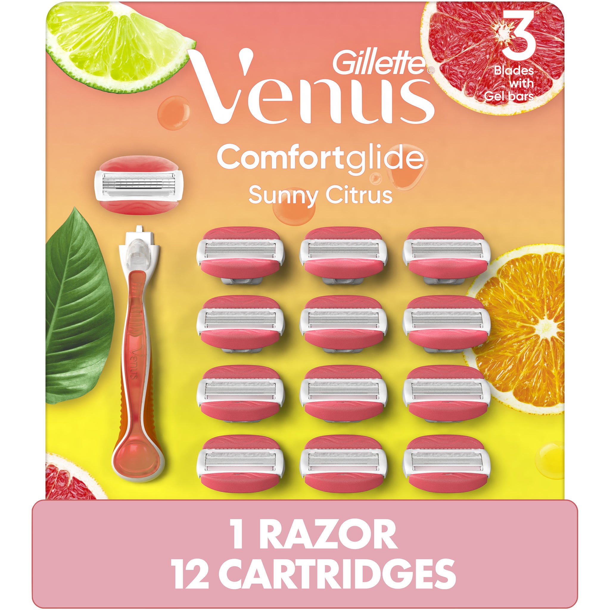  ノーブル ライン Venus&Cupid 1000枚限定品 Gillette Venus Comfortglide Sunny Citrus, 1 Razor + 12 Cartridges
