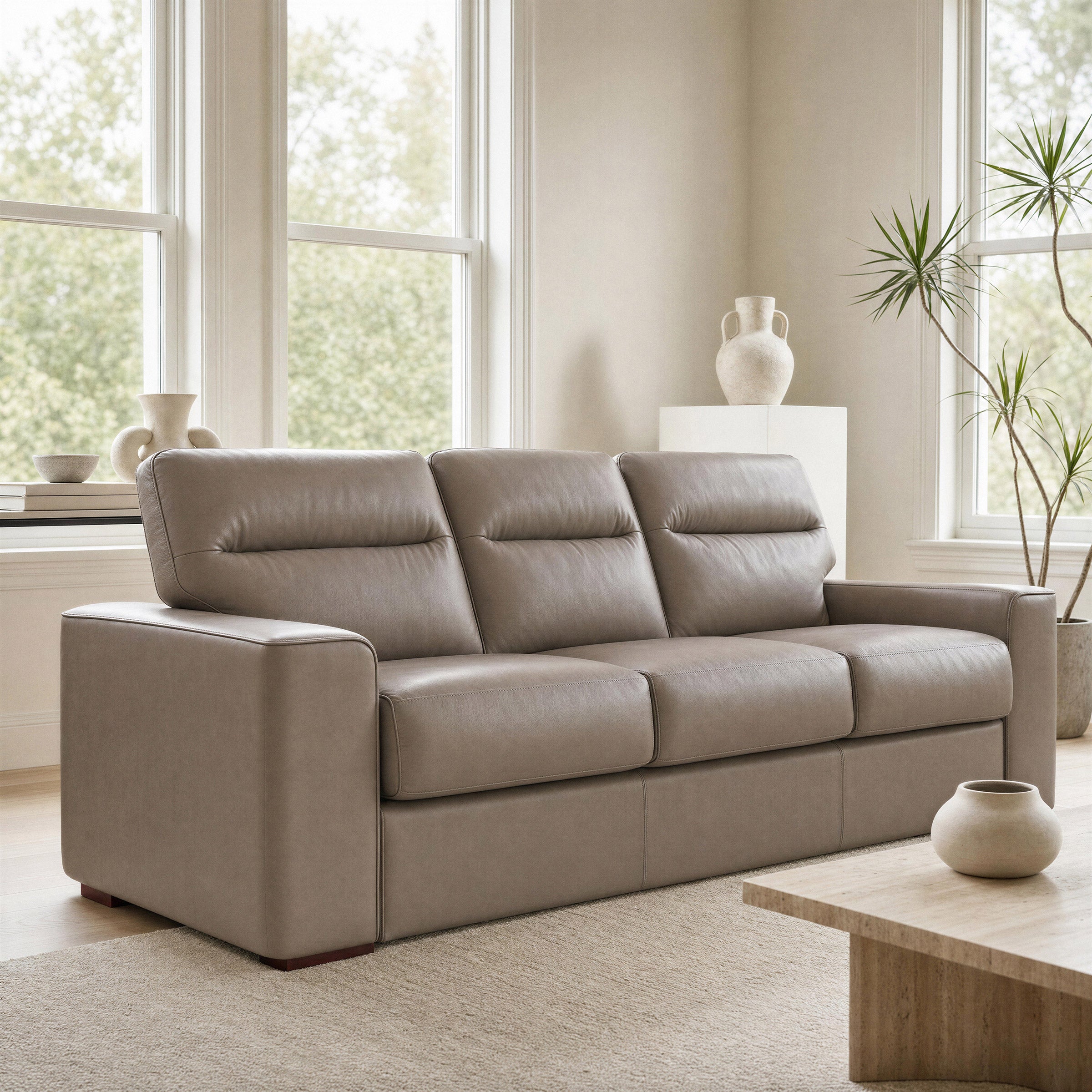 Stearns & Foster Walker Top Grain Sleeper Sofa with Hybrid