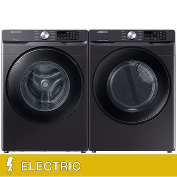 Samsung 5.1 cu. ft. Extra-Large Capacity Smart Front Load Washer with Vibration Reduction Technology and 7.5 cu. ft. Smart ELECTRIC Dryer with Sensor Dry