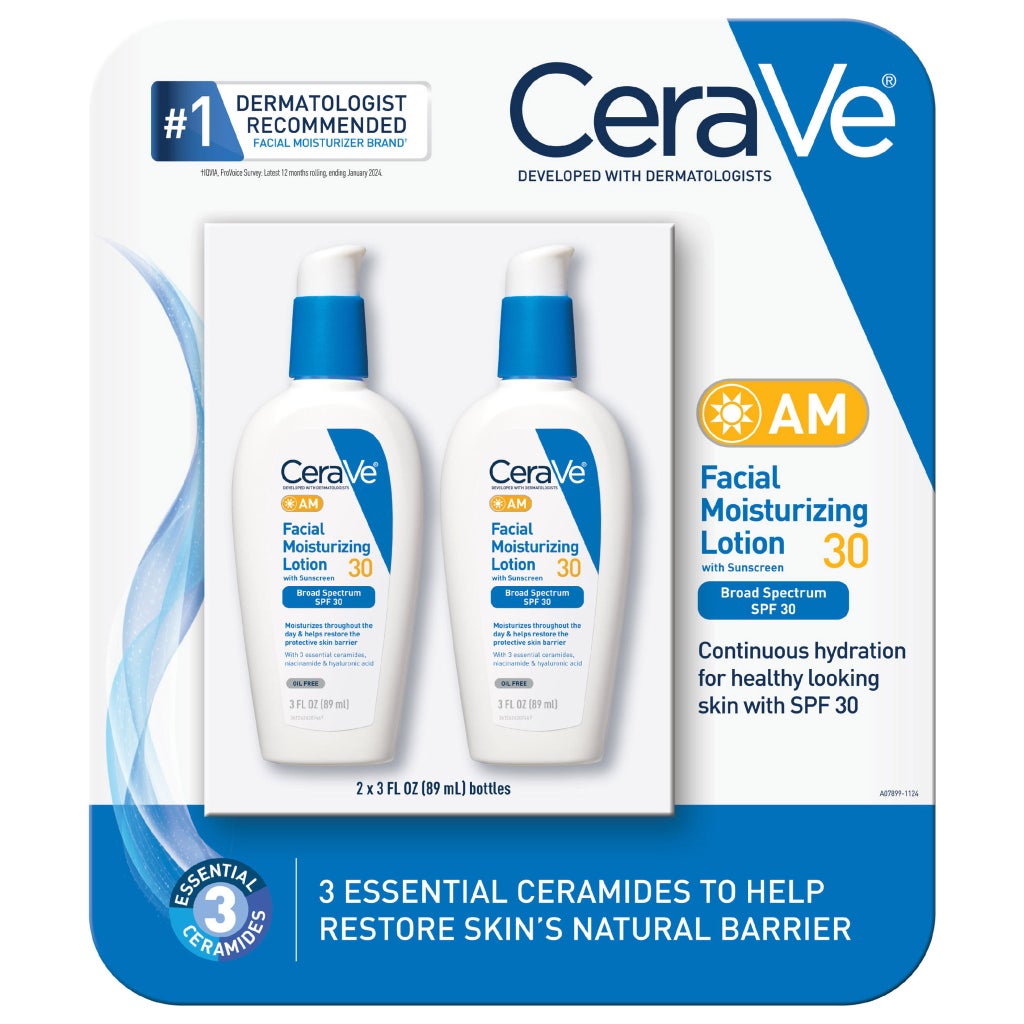 CeraVe AM Facial Moisturizing Lotion 30 SPF, 3 fl oz, 2-pack | Costco
