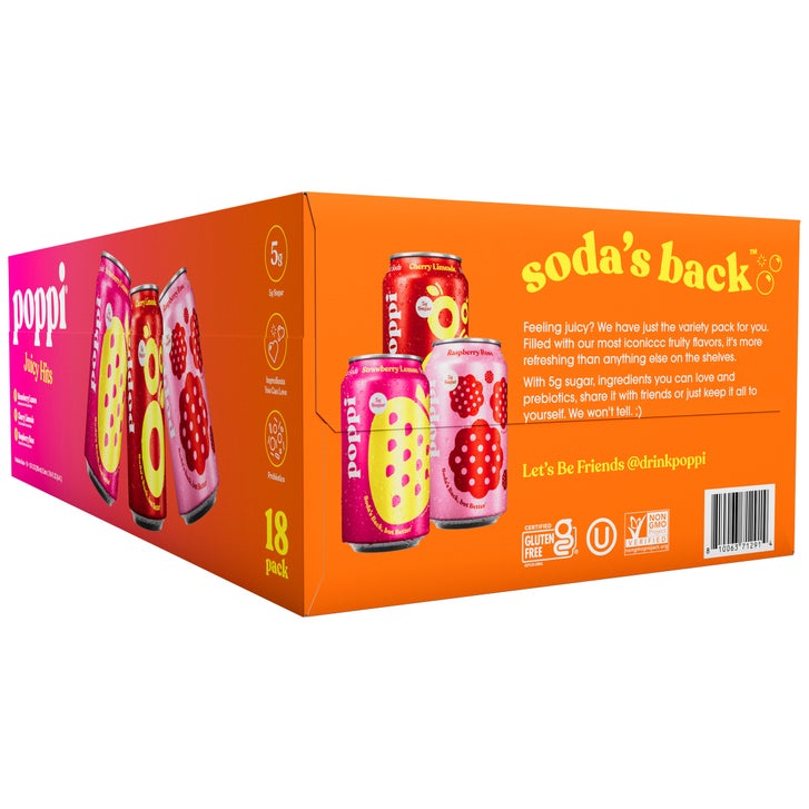 Poppi Soda, Juicy Hits Variety Pack, 12 fl oz, 18-count | Costco