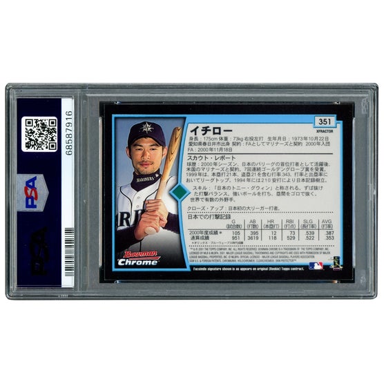 Ichiro Suzuki Autographed 2001 Bowman Chrome XFractor Japanese