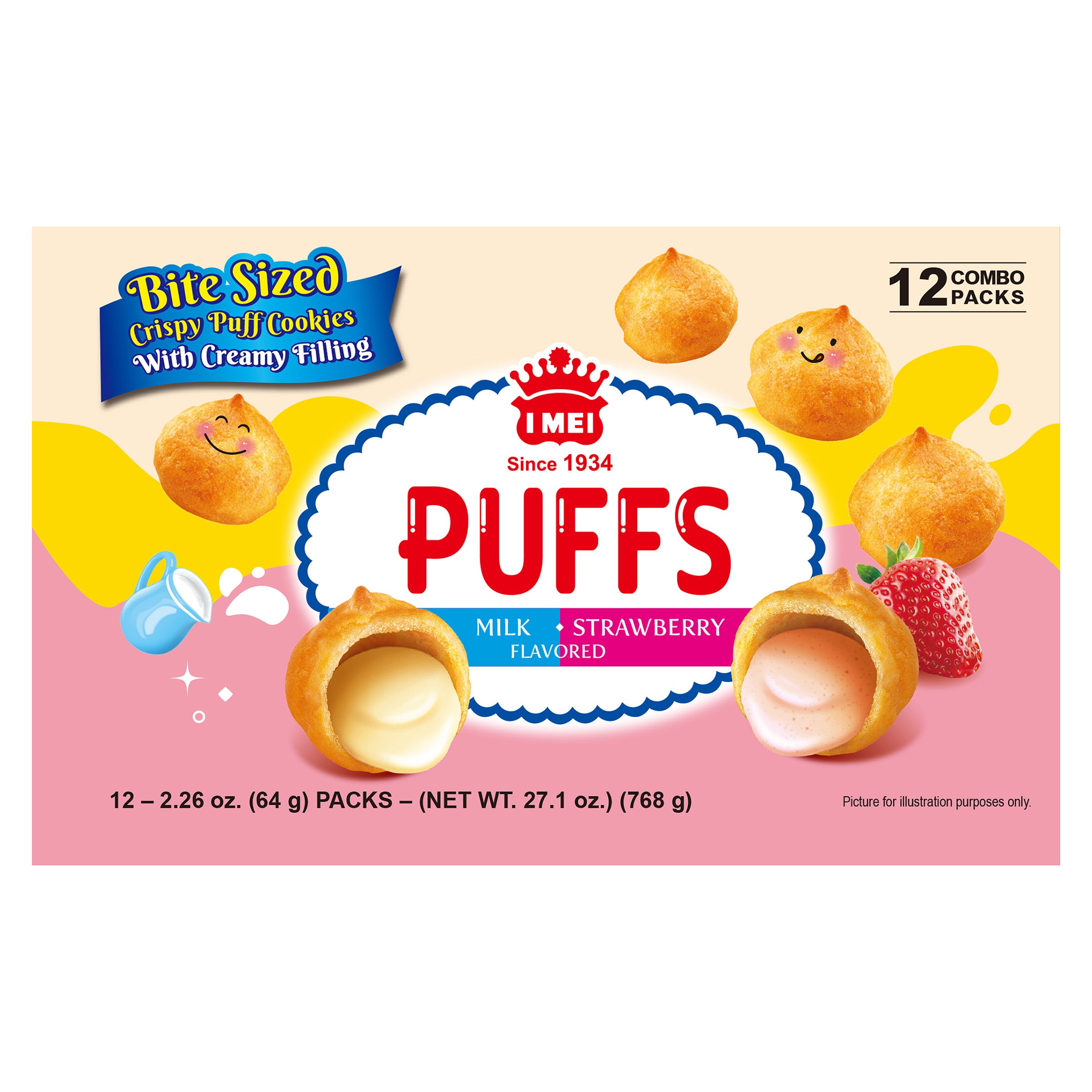 I-MEI CREAM PUFF MILK + STRAWBERRY 27.09 OZ