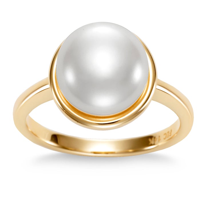 アクセサリー ct Freshwater Cultured 9-10mm Pearl 14kt Yellow Gold Bezel Ring | Costco