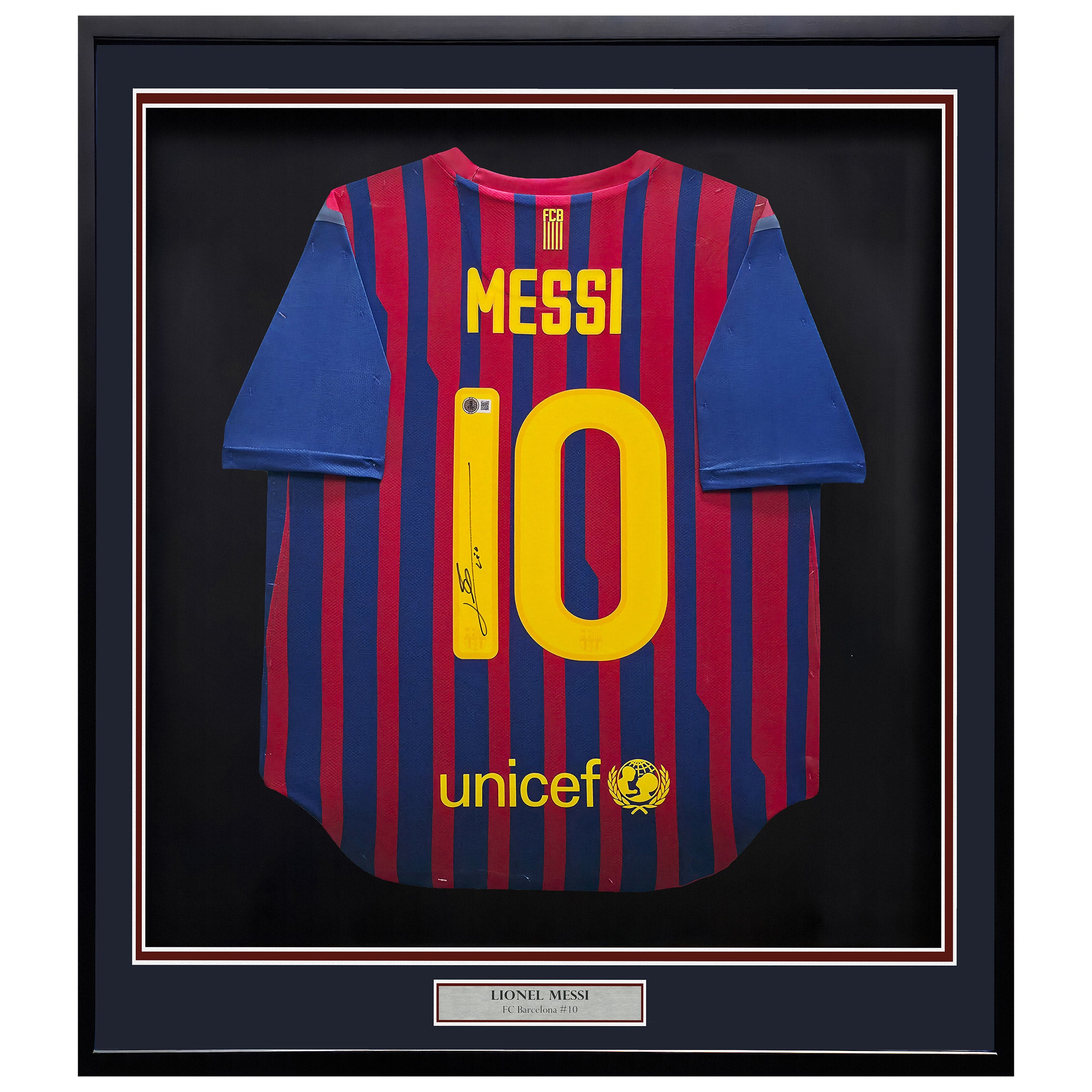 Lionel Messi Autographed Framed Blue FC Barcelona Jersey - Beckett