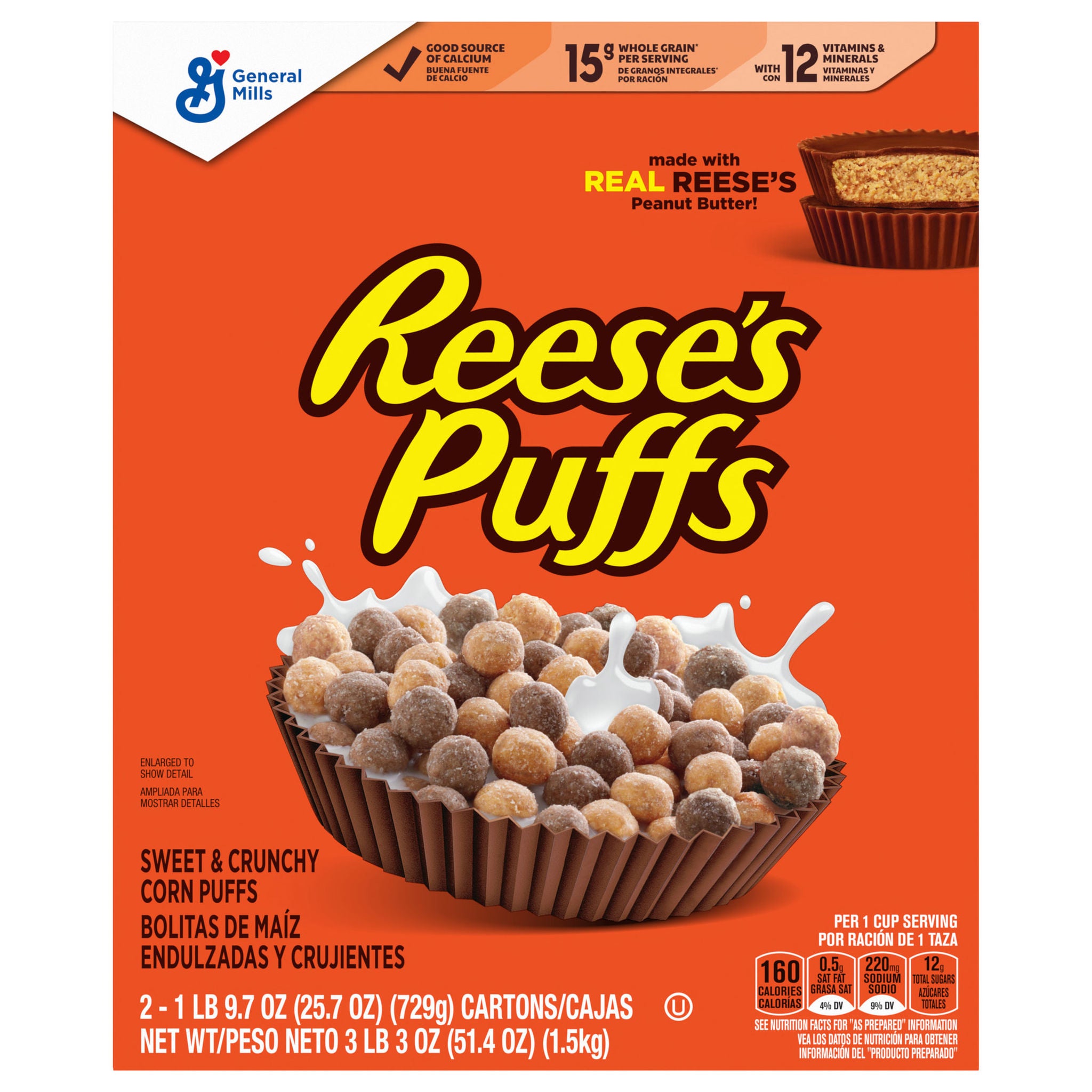 GENERAL MILLS REESE'S PUFFS 2 PACK 25.7 OUNCES EA