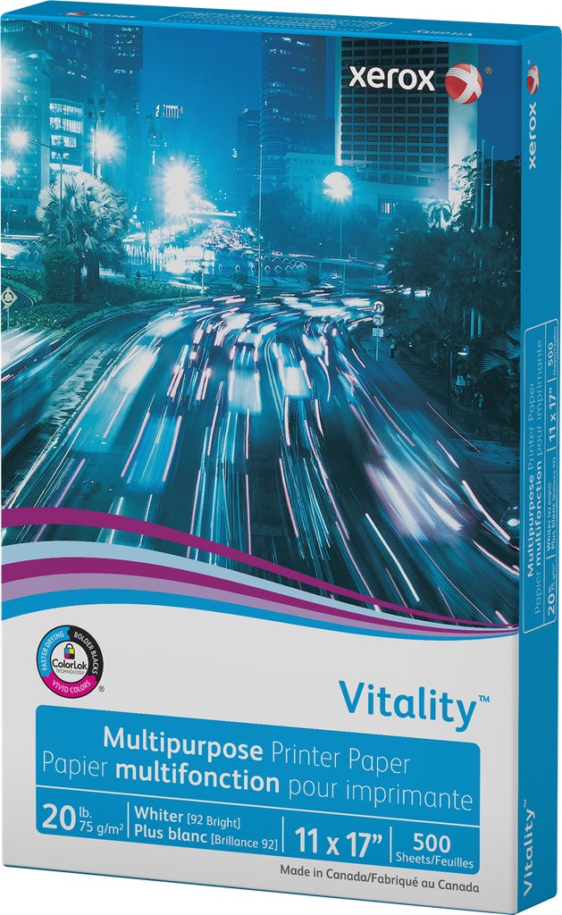 Xerox Vitality Multipurpose Paper, 92 Bright, 20 lb, White, 11