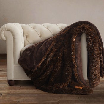 FRYE Arctic Luxe Faux Fur Throw $24.99 Brown or Gray Free Shipping Costco.com