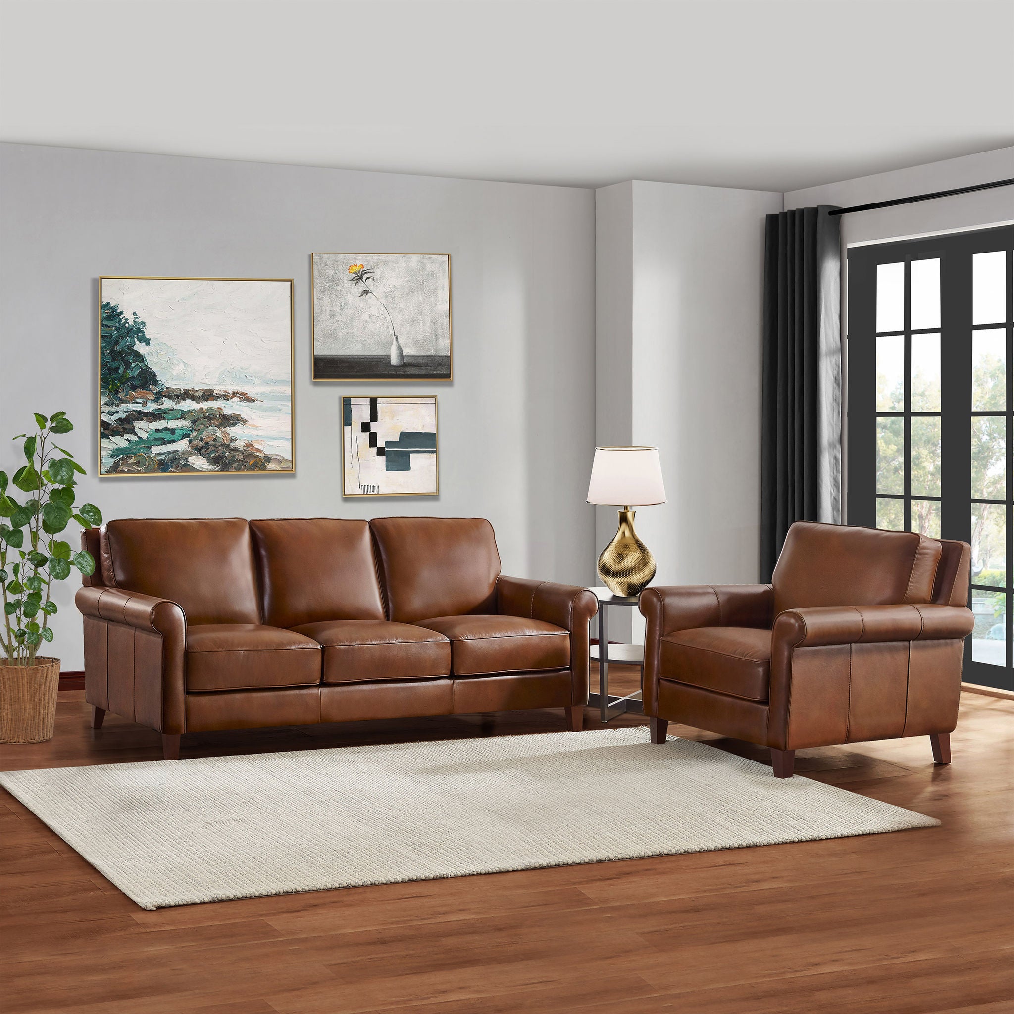 Larsen 2-piece Top Grain Leather Set - Sofa, Chair | Costco