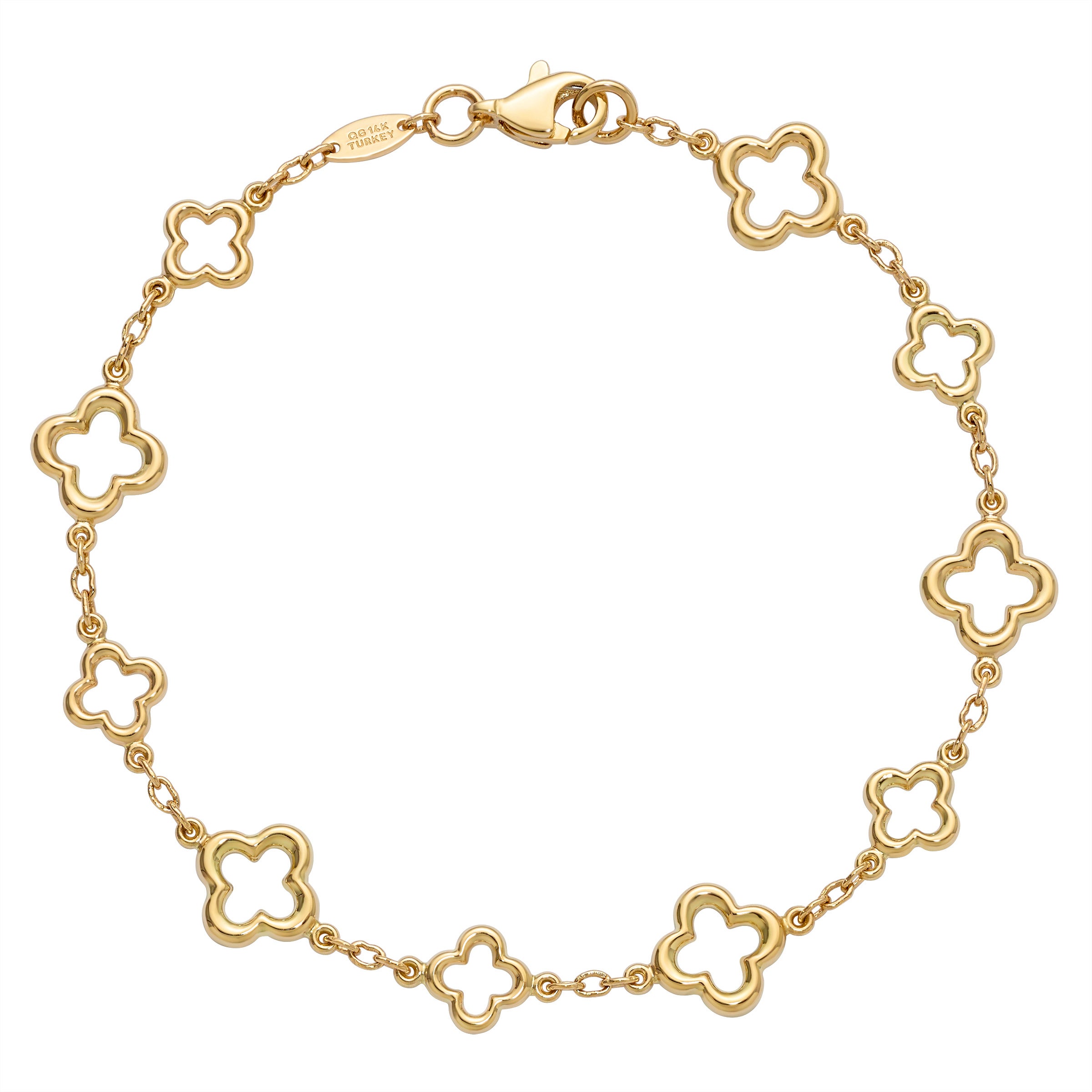 ⌘ Porte-Bonheur ⌘ Bracelet porte-bonheur en form de trèfle au fini poli en or jaune