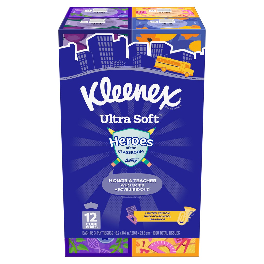 **Kleenex®** Ultra Soft™ Facial Tissue, 3-Ply, Cube Box, 85 Tissues, 12 ct