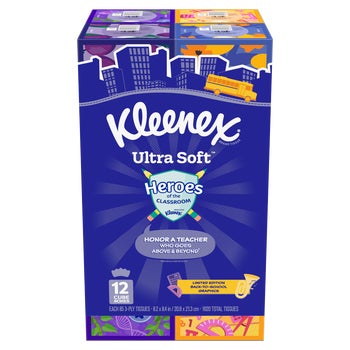 Kleenex Ultra Soft Facial Tissue, 3-Ply, Cube Box, 85 Tissues, 12