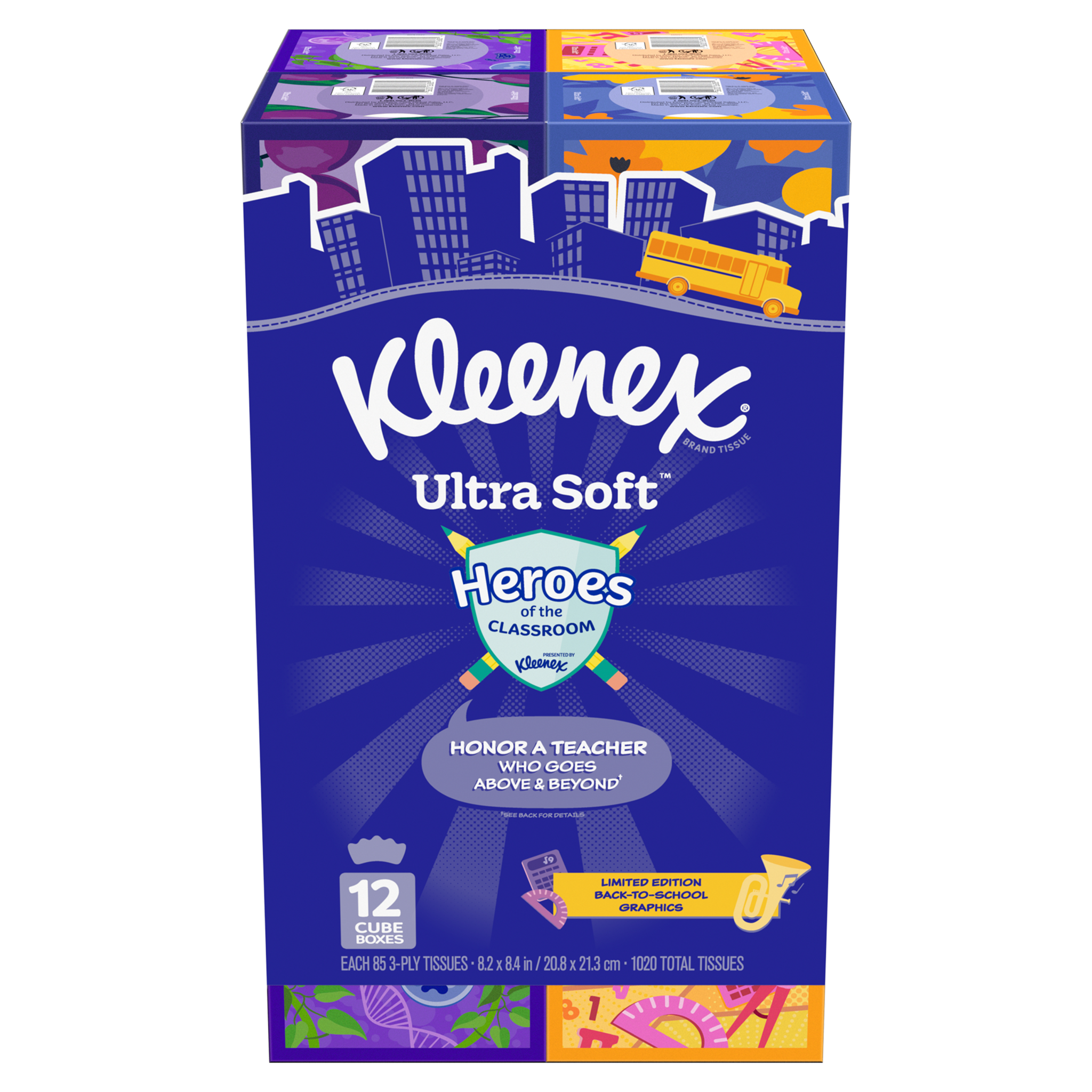 Kleenex Ultra Soft Facial Tissue, 3-Ply, Cube Box, 85 Tissues, 12
