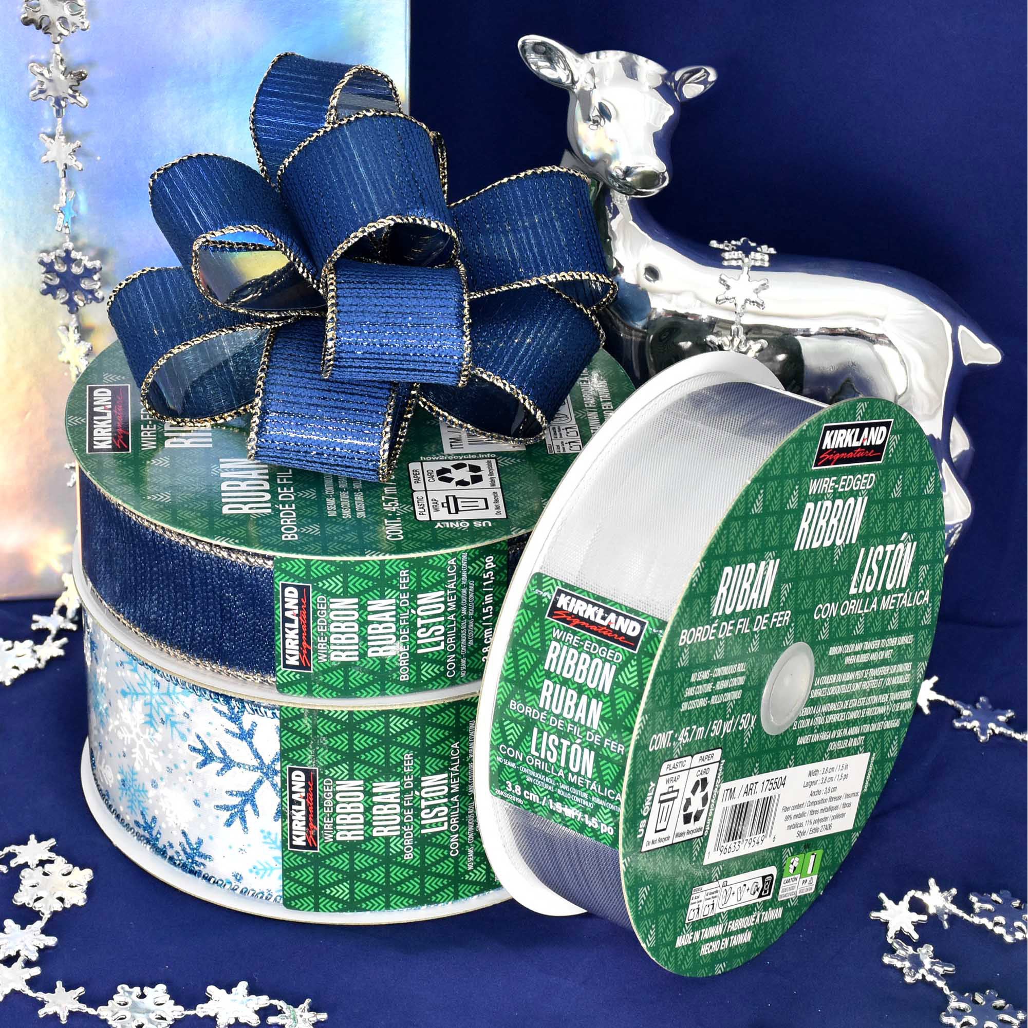 Kirkland Signature Wire-Edge Holiday Ribbon, 50 yards | Costco