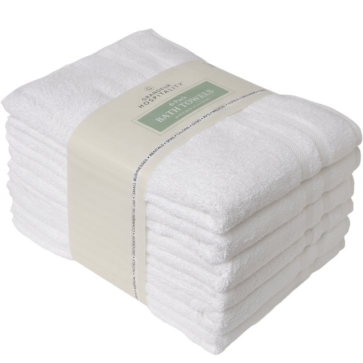 Grandeur Hospitality 100% Cotton Bath Towels, White, 6 ct | Costco