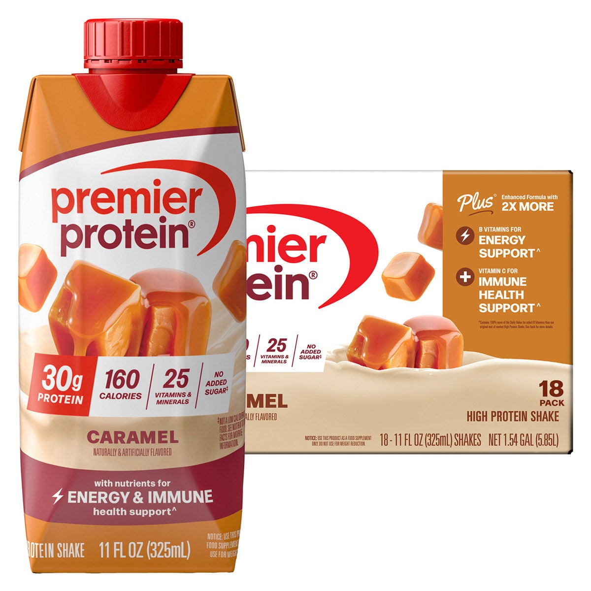 パーフェクトルーティン　180粒×3袋 Premier 30g Protein PLUS Energy and Immune Support Shakes, Caramel
