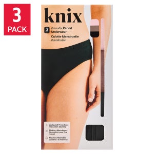 Knix Women's Cotton Reusable Period Bikini Style Underwear, 3-pack