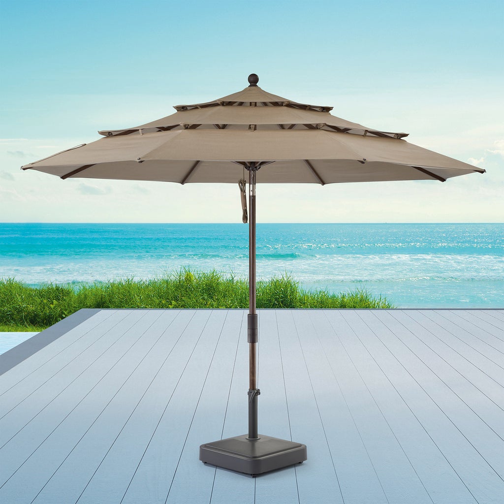 11 foot 3 tier patio umbrella DIY Tilting with Light 3-Tiered Stable Construction FUFU&GAGA 11 ft. Outdoor Cantilever