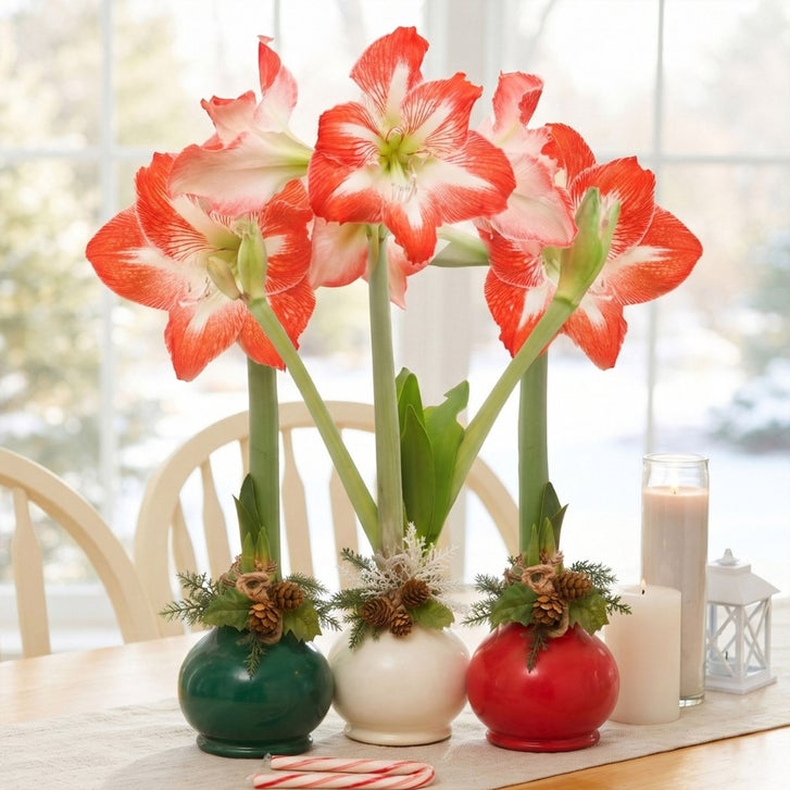 Bloomaker Holiday Waxed Amaryllis Trio, No Water Needed | Costco