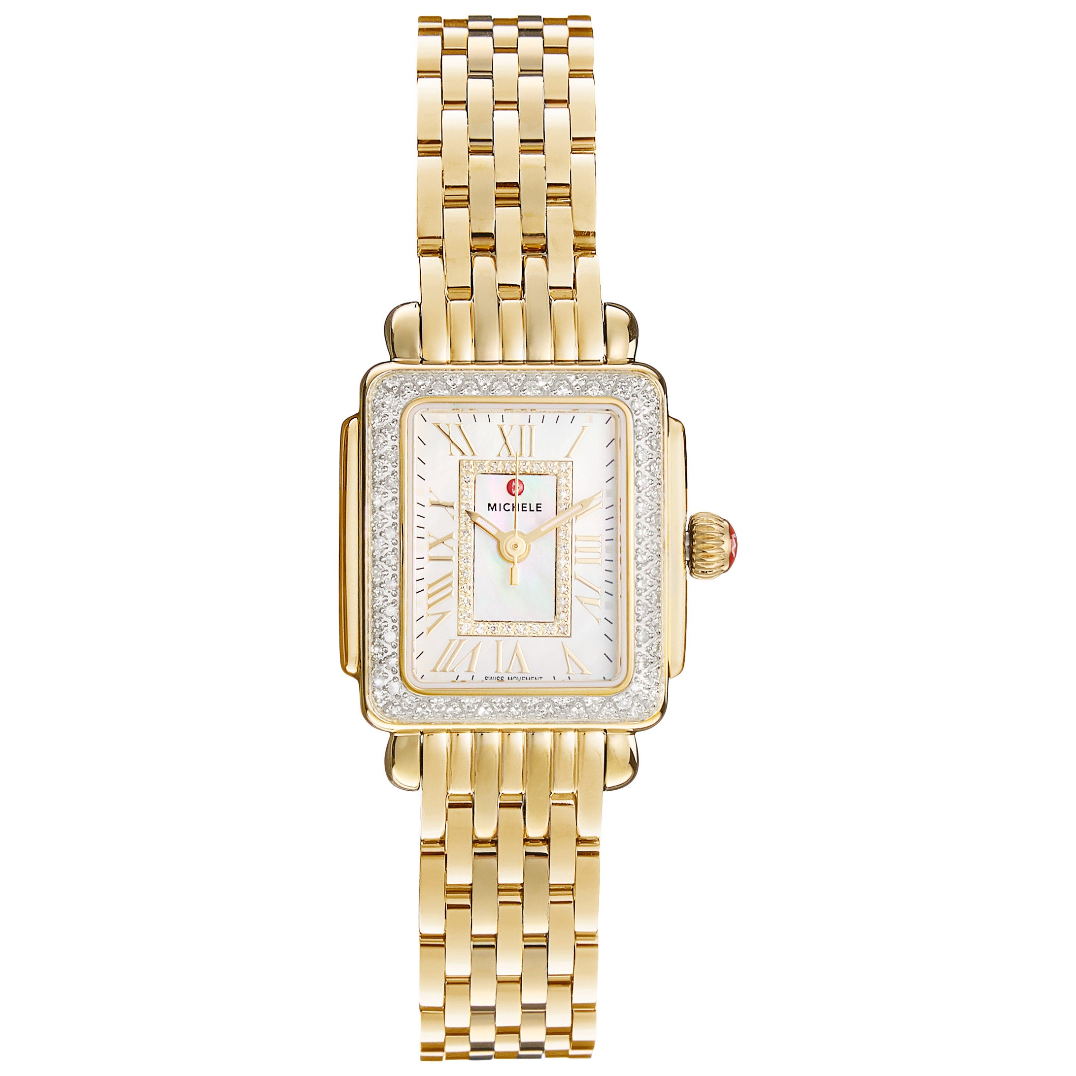 Michele Deco Madison Mini 18K Gold Plated with White Dial Quartz