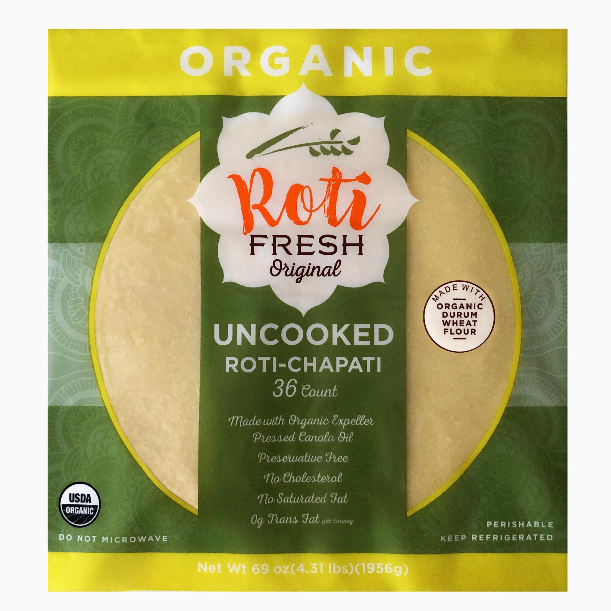 Roti Organic Uncooked Roti-Chapati, 69 oz, 36 count