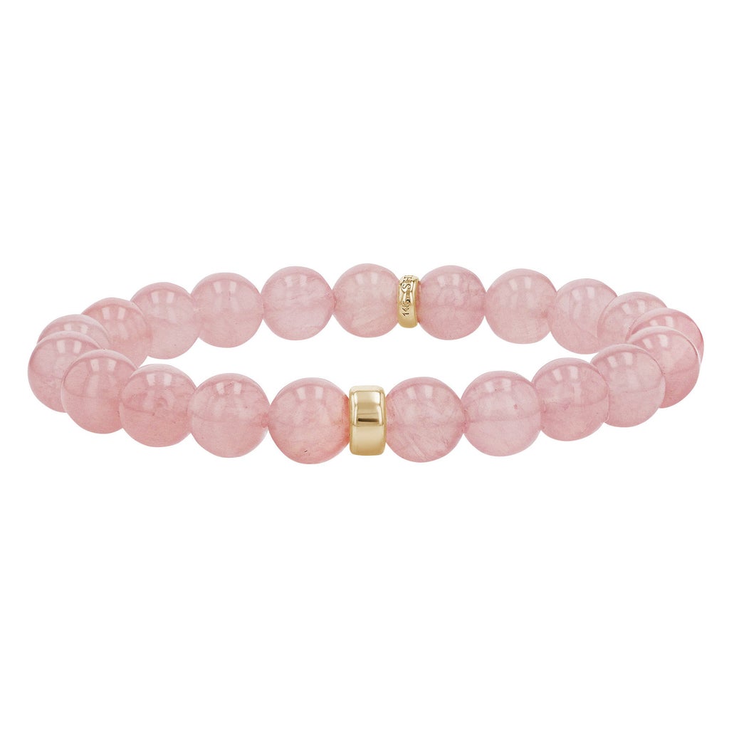 Sheryl Lowe Rose Quartz Bracelet with Smooth Rondelle Accent Bead