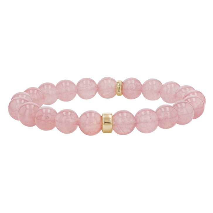 Sheryl Lowe Rose Quartz Bracelet with Smooth Rondelle Accent Bead