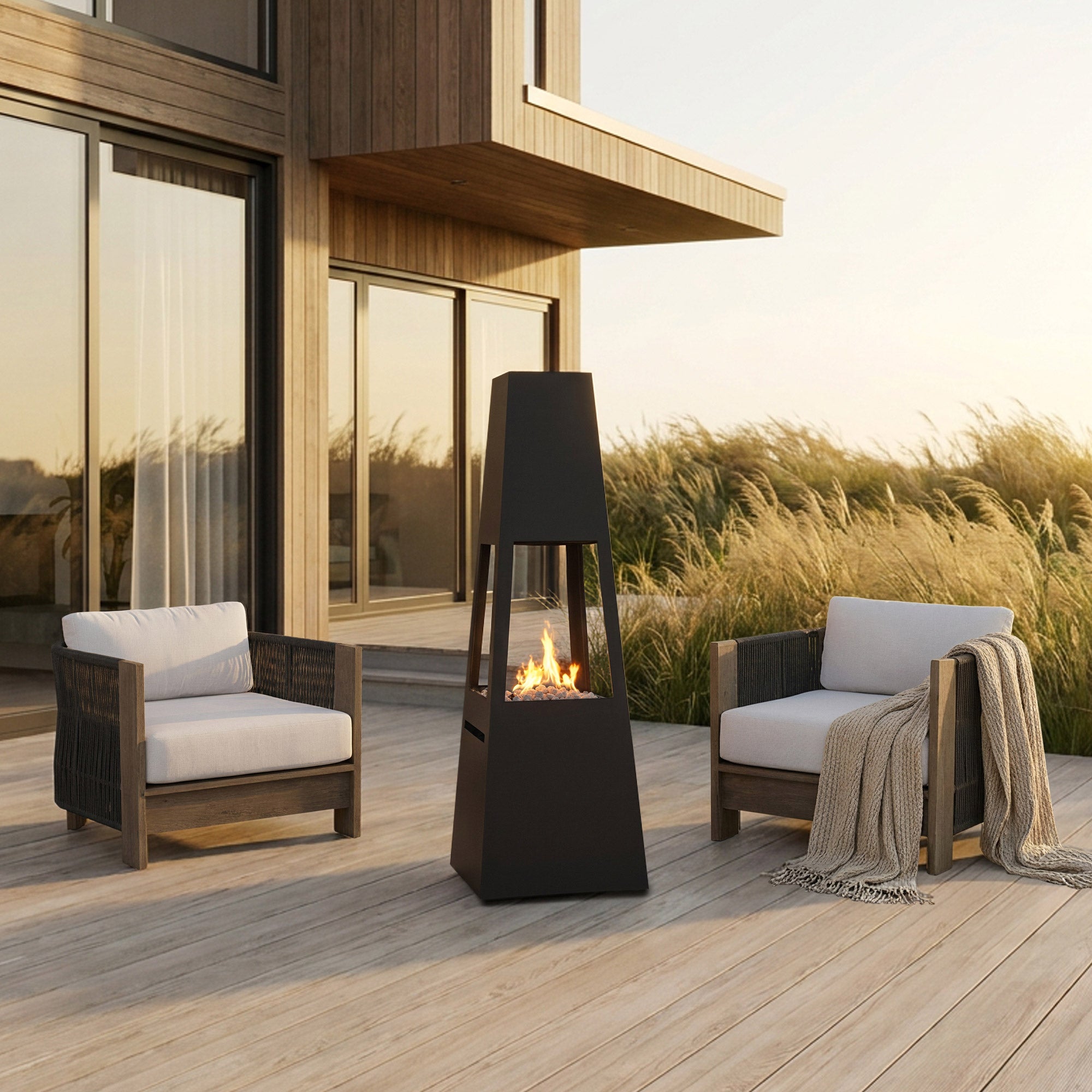 Real Flame 3-piece Outdoor Patio Set with 2 Sutton Chairs and