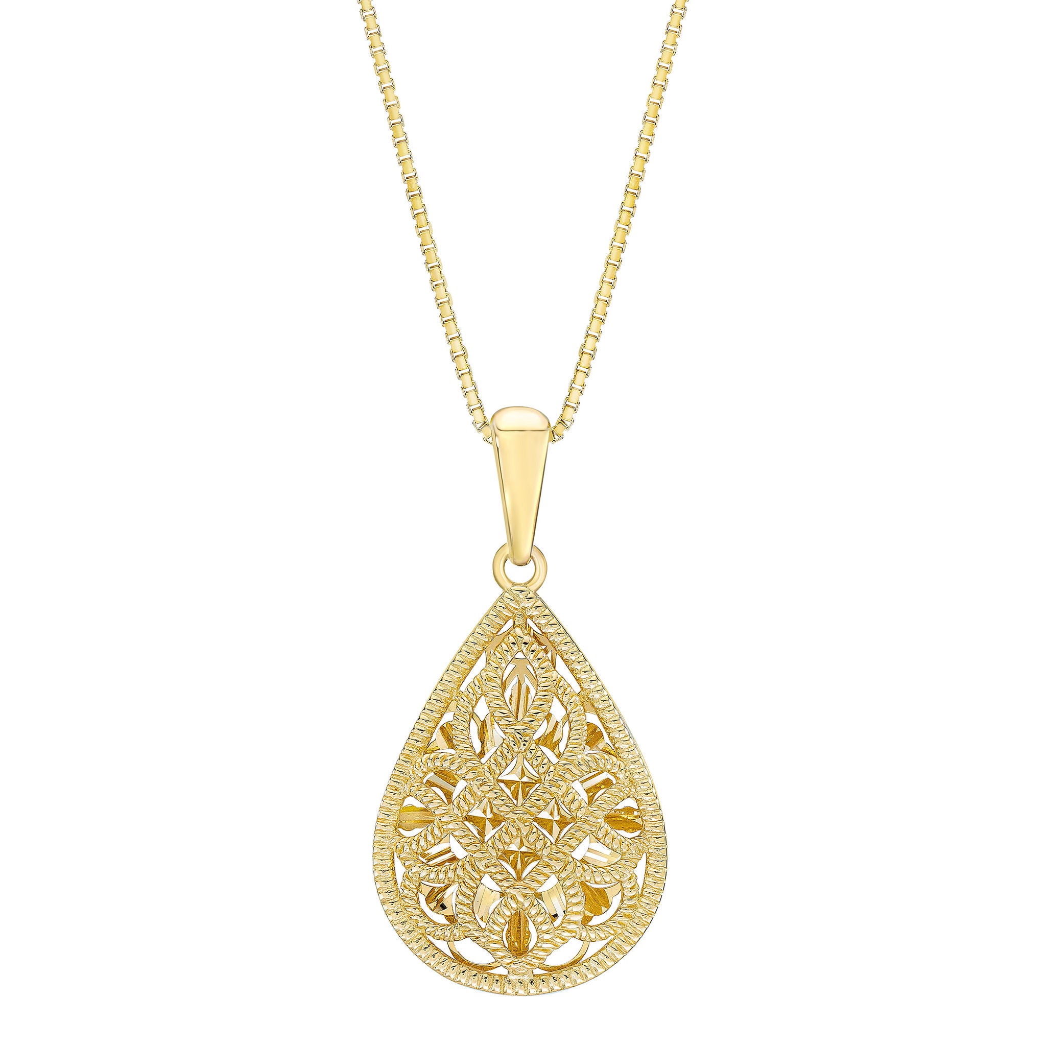 14KT YELLOW GOLD TEARDROP PENDANT 18"