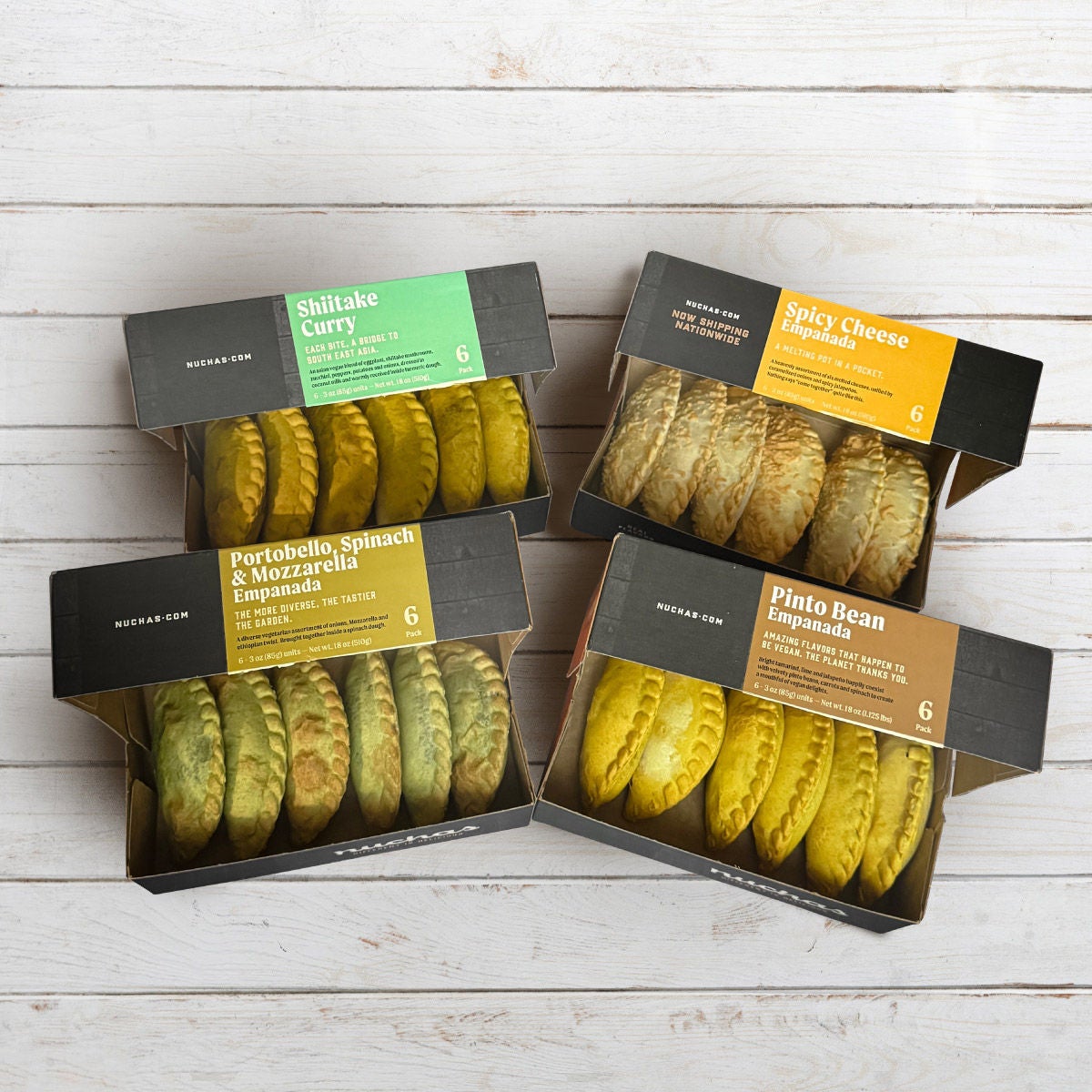Nuchas Empanadas Veggie Combo, 4 Boxes, 24 Units Total
