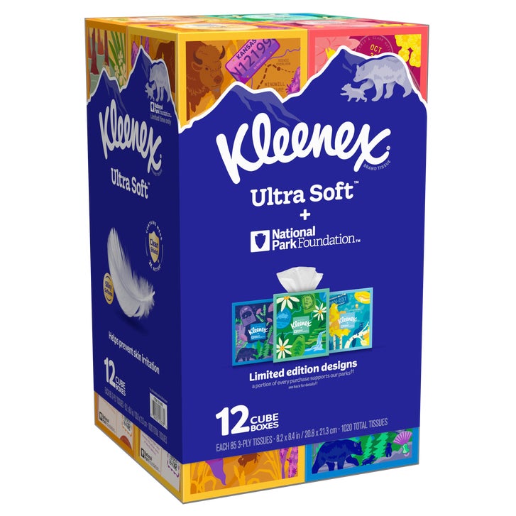 Kleenex Ultra Soft Facial Tissue, 3-Ply, Cube Box, 85 Tissues, 12