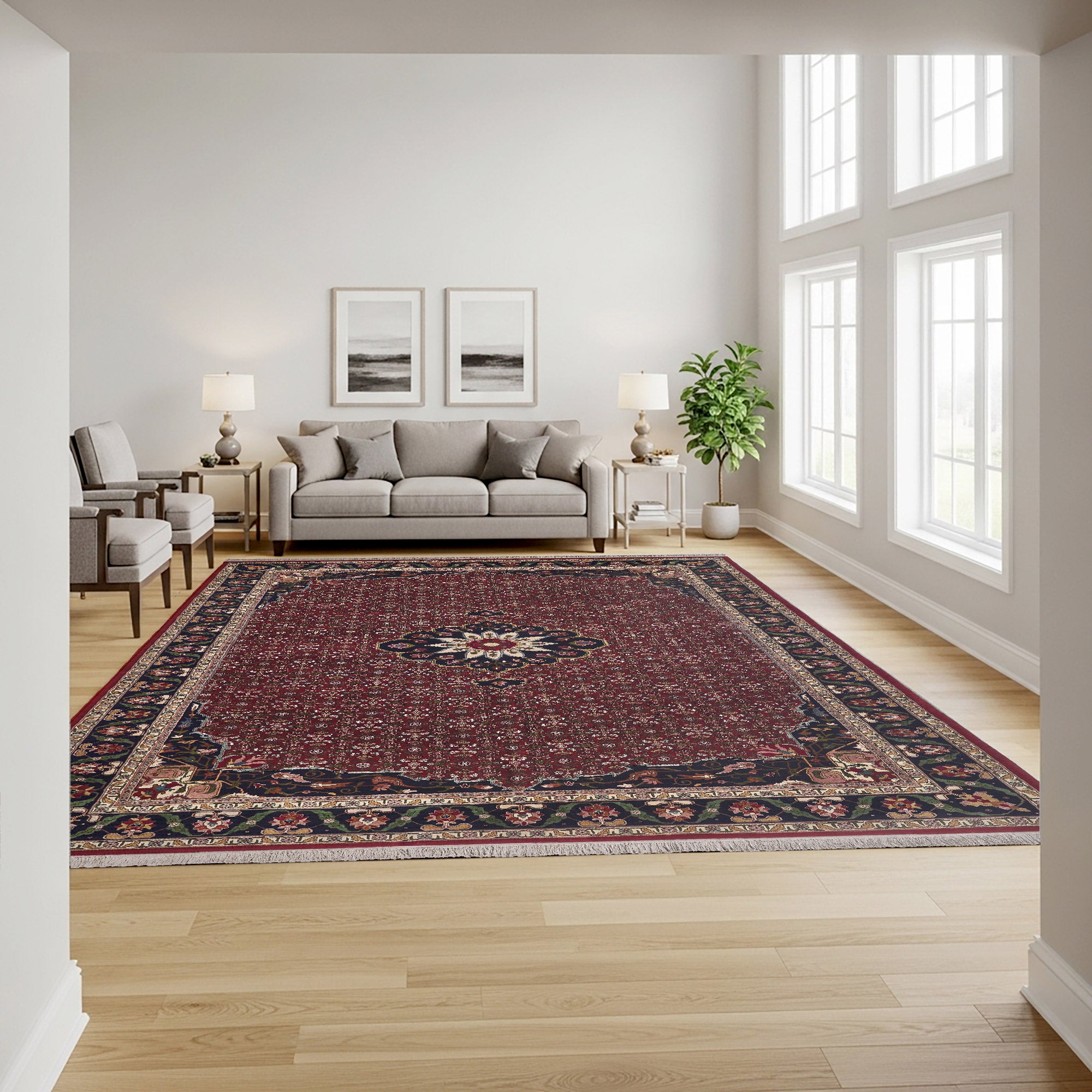 Chatsworth Hand Knotted Area Rug, Wilton House Red, 12' x 18'