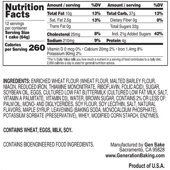Gen Bake Maple Pancake Mini Loaf, 2.26 oz, 12 ct | Costco