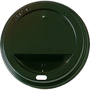 Solo Traveler Plastic Hot Cup Lids, Black, 12-20 oz, 500 ct