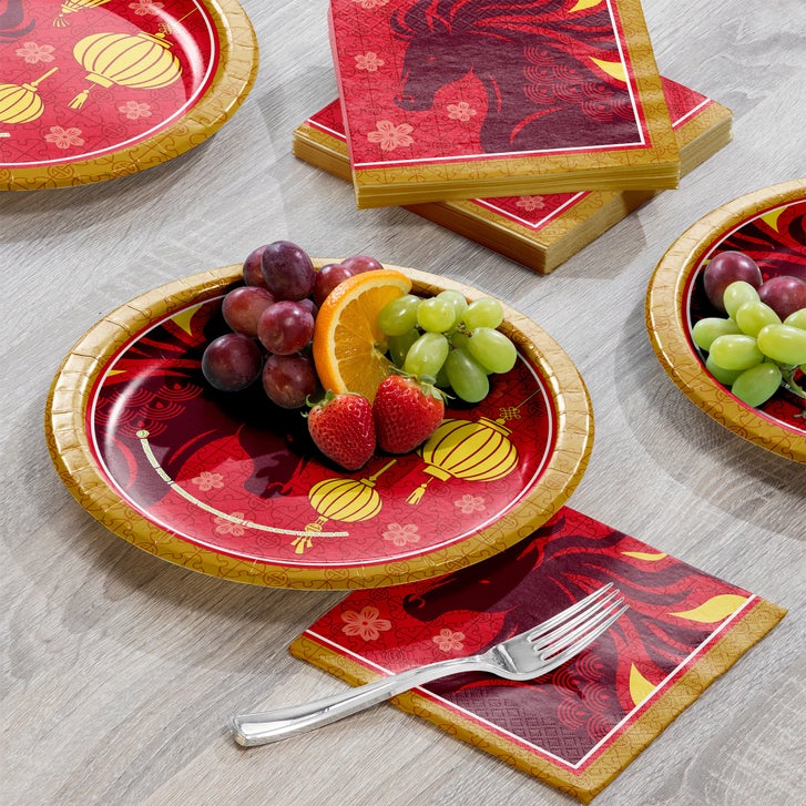 Artstyle Paper Plate & Napkin Bundle, Year of the Horse Lunar New