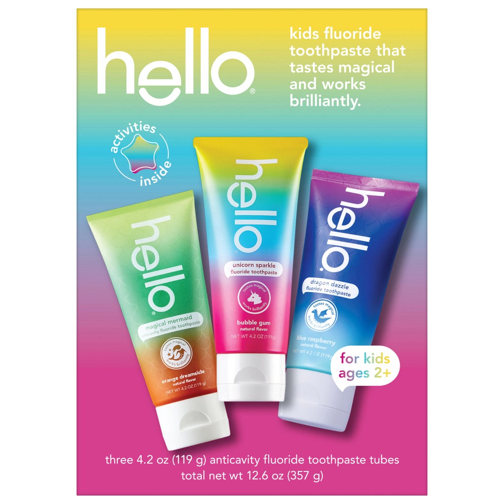 hello Kids Toothpaste Fluoride, 4.2 oz Variety, 3-pack | Costco