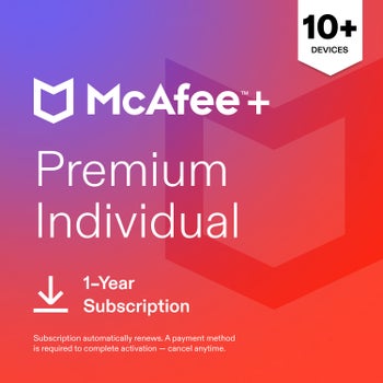 McAfee + Premium Individual, Unlimited Devices, 1-Year Subscription with Auto-Renewal (E-delivery)