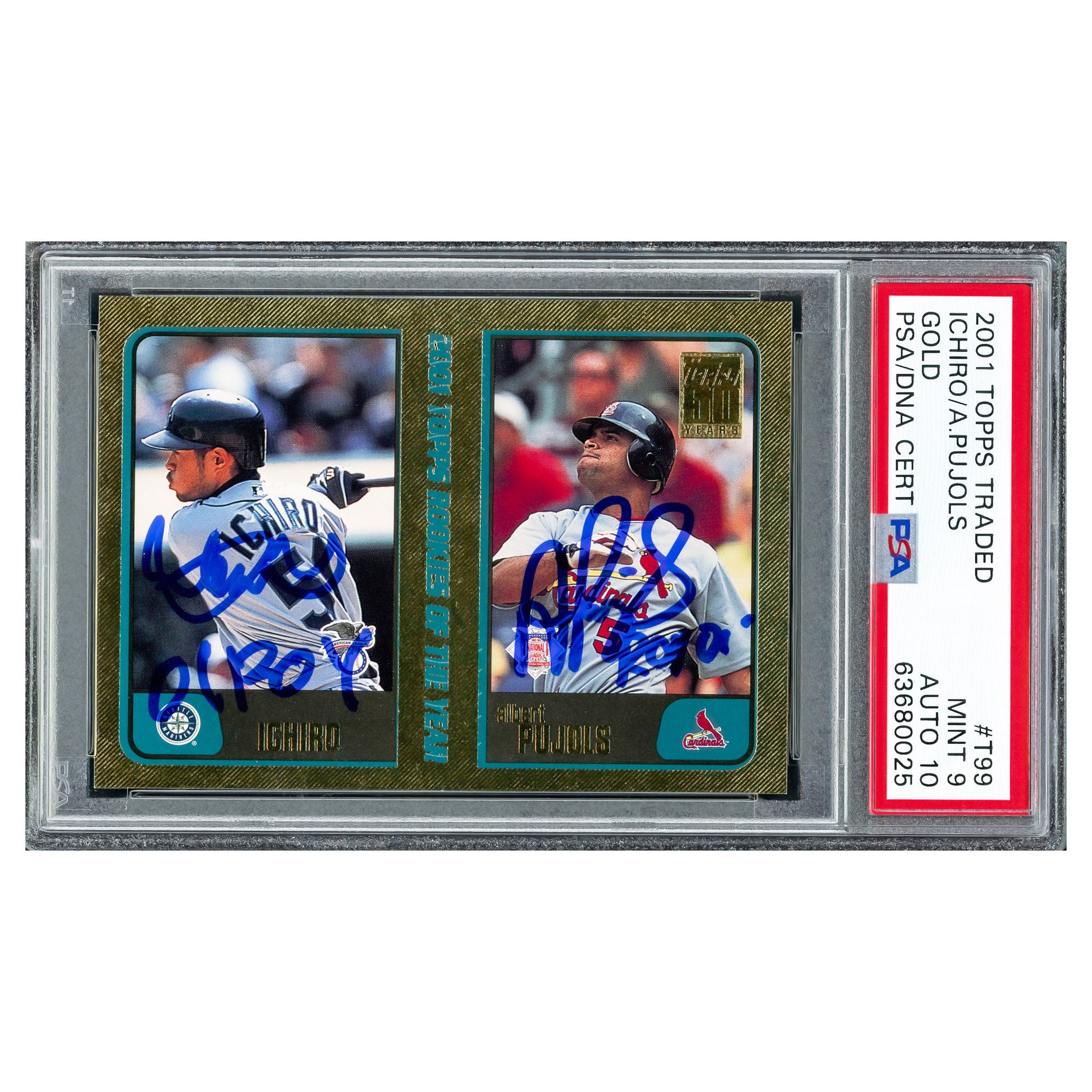 Ichiro Suzuki & Albert Pujols Autographed 2001 Topps Traded Gold