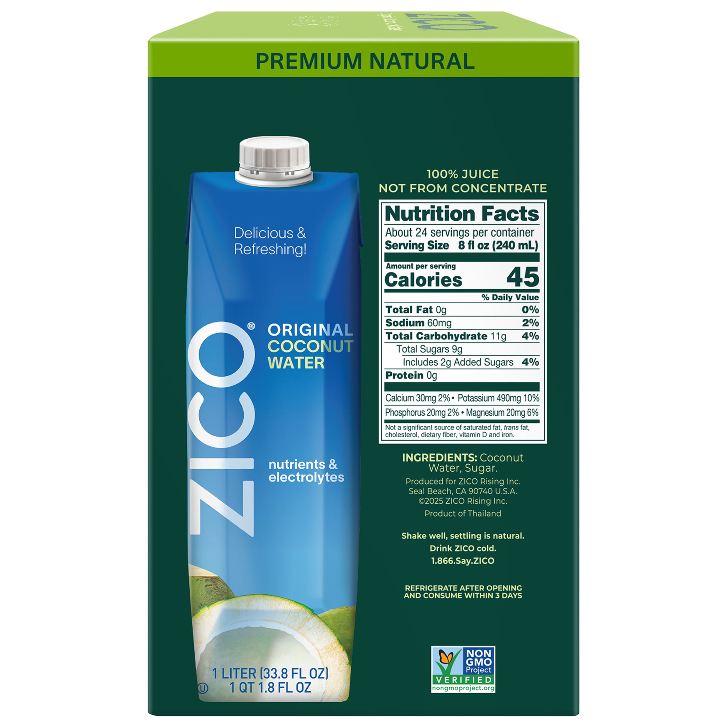 ZICO Coconut Water, Original, 33.8 fl oz, 6 ct | Costco