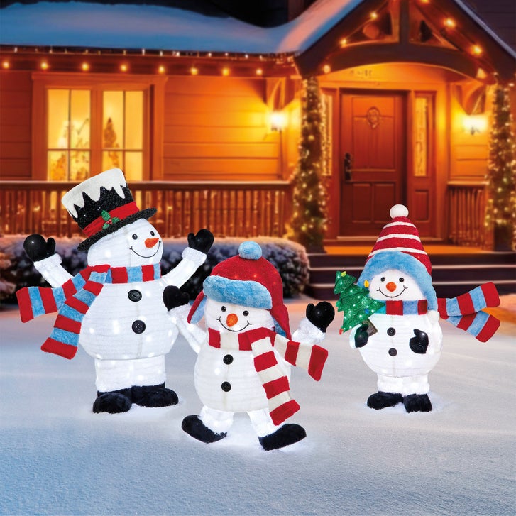 Snowman Family with 435 LED Lights, Set of 3 | Costco